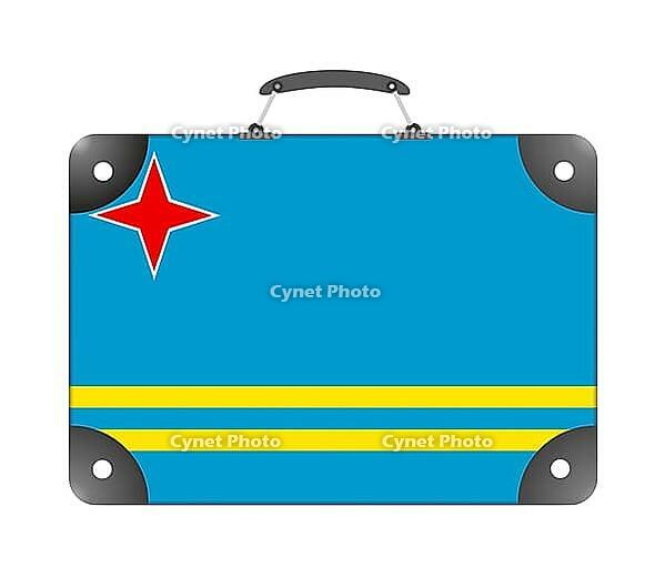 Aruba country flag in the form of a travel suitcase on a white background - illustration [IBR124351754]