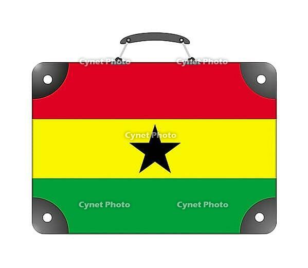 Flag of the country of Ghana in the form of a suitcase for travel on a white background [IBR124351756]