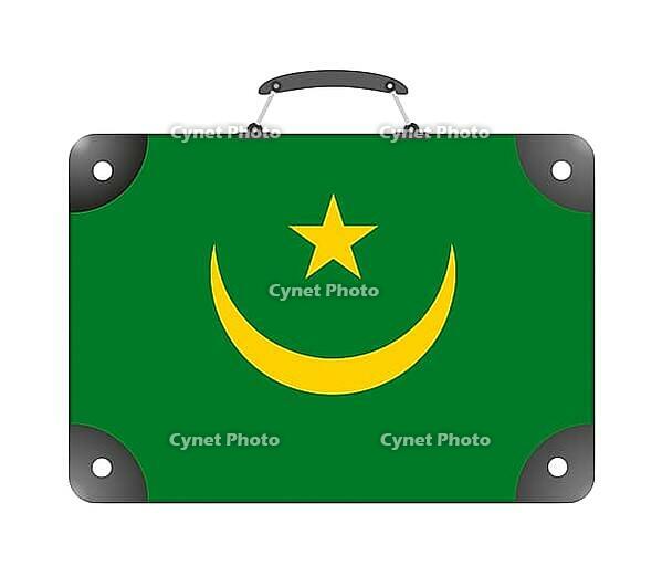Mauritania country flag in the form of a travel suitcase on a white background - illustration [IBR124351760]