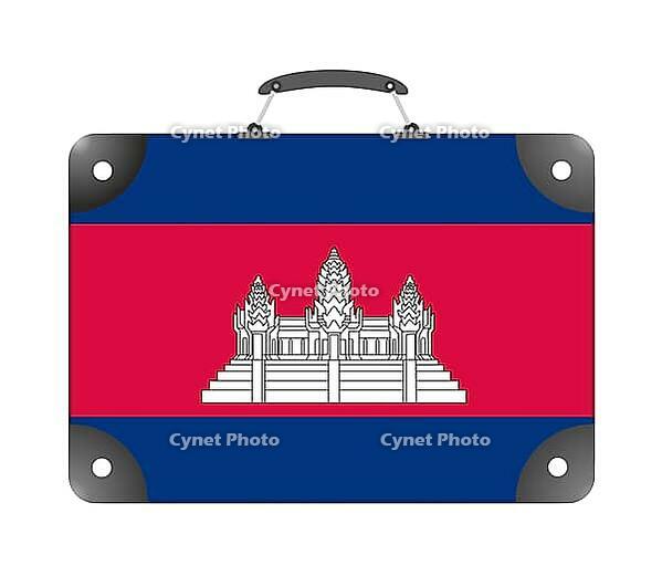Cambodia flag in the form of a travel suitcase on a white background - illustration [IBR124351762]