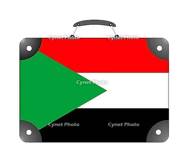 Sudan country flag in the form of a travel suitcase on a white background - illustration [IBR124351764]