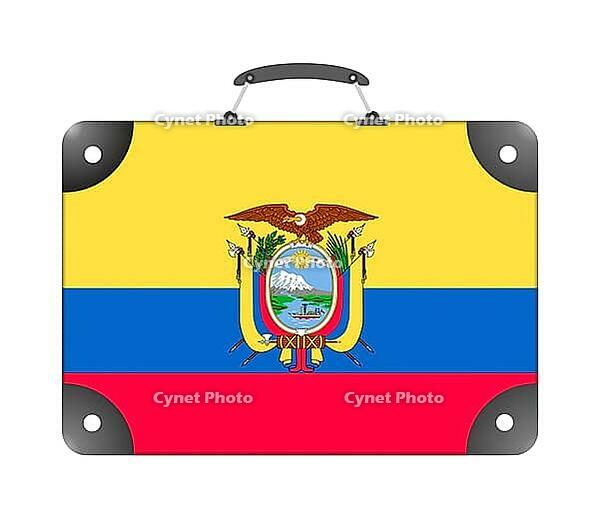 Ecuador country flag in the form of a travel suitcase on a white background - illustration [IBR124351767]