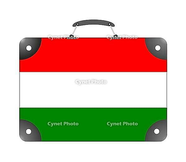 Flag of the country of Hungary in the form of a suitcase for travel on a white background - illustration [IBR124351768]