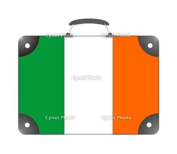 Flag of the country of Ireland in the form of a travel suitcase on a white background - illustration [IBR124351771]
