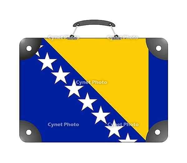 Bosnia and Hercegovina flag in the form of a travel suitcase on a white background - illustration [IBR124351774]