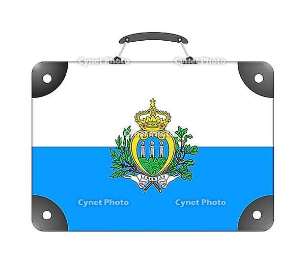 Flag of the country of San Marino in the form of a travel suitcase on a white background - illustration [IBR124351775]