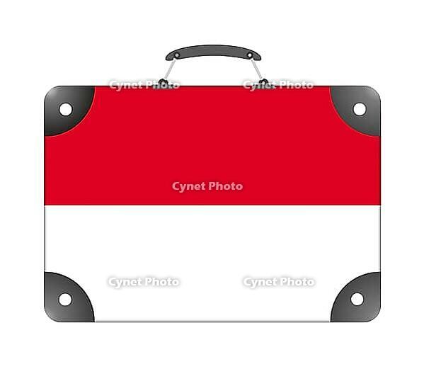 Indonesia flag in the form of a travel suitcase on a white background - illustration [IBR124351781]