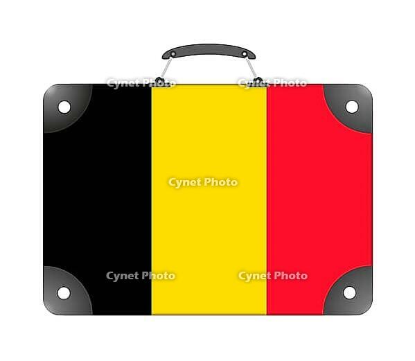 Belgium country flag in the form of a travel suitcase on a white background - illustration [IBR124351785]