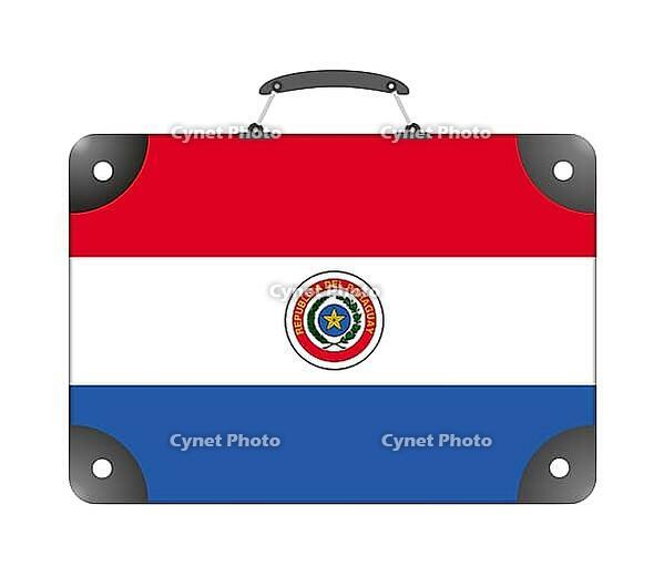 Paraguay country flag in the form of a travel suitcase on a white background - illustration [IBR124351786]