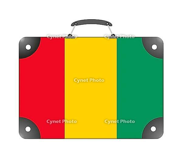 Guinea country flag in the form of a travel suitcase on a white background - illustration [IBR124351787]