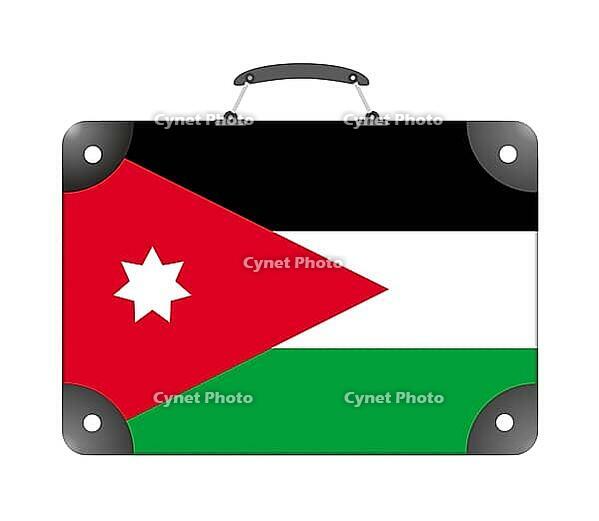 Jordan country flag in the form of a travel suitcase on a white background - illustration [IBR124351788]
