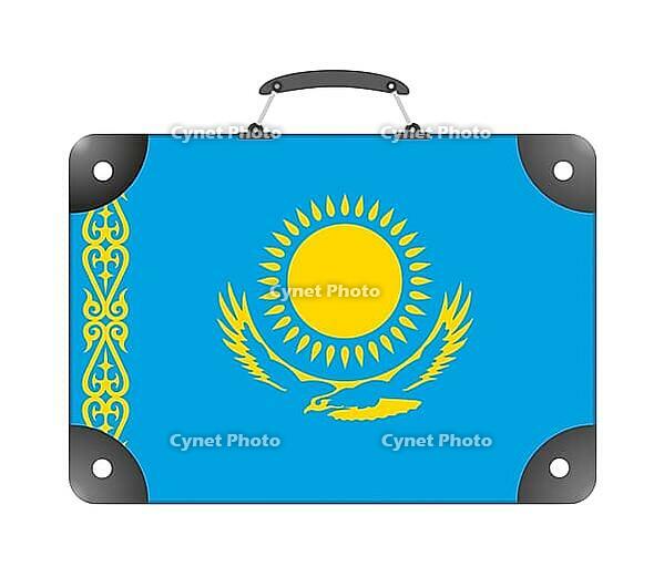 Flag of Kazakhstan in the form of a travel suitcase on a white background - illustration [IBR124351789]