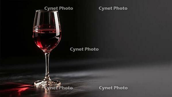 A wine glass filled with red wine in a dark minimalistic setting, AI generates, AI generated [IBR124458847]