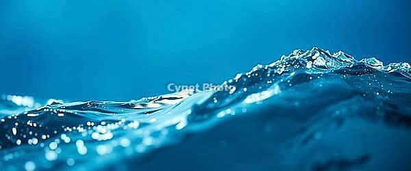 Soft waves in a blue ocean with light reflections on the water surface, blue water and wave background, AI generated [IBR124458868]