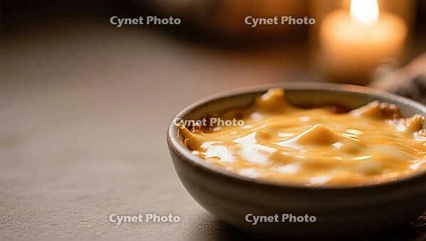 A bowl of melted cheese in a cozy, warm candlelight, delicious dip, perfect as a side dish for meals and parties, AI generates, AI generated [IBR124458907]