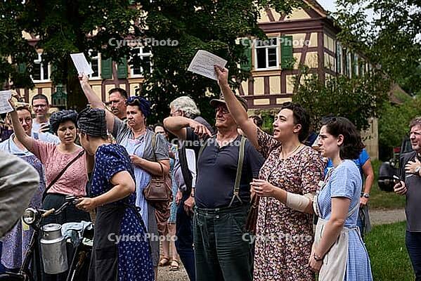 Living History Event at the Hohenloher Open Air Museum, Hohenlohe, Wackershofen, Farmermuseum, Country Life, Rural, Swabian-Franconian Forest nature park Park, Schwäbisch Hall, Hohenlohe, Germany [IBR124469134]