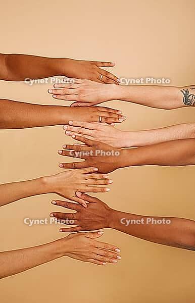 Hands of unrecognizable women with different skin colors [IBR124491556]
