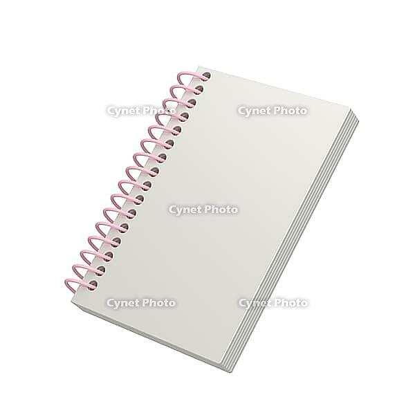 Workbook with spring on white background. 3d render [IBR124491583]