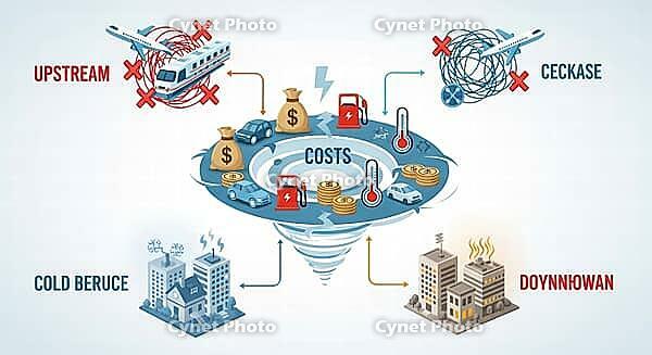 Illustrative flowchart featuring transportation and industrial elements focused on costs, AI generated [IBR124494055]