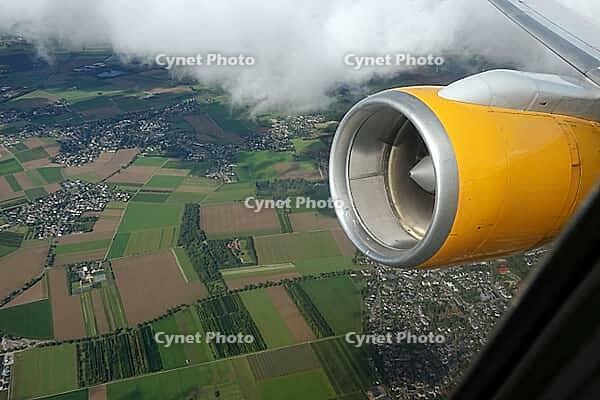 Cultural landscape with fields, meadows and villages near Kaarst, aerial view, North Rhine-Westphalia, Germany [IBR124494872]