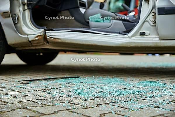 Wrecked car after crash traffic accident on road, Concept of dangerous driving after drinking alcohol [IBR124497510]