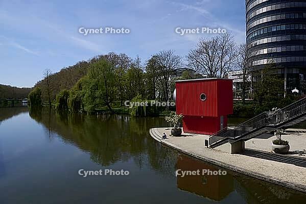 Neckar Island in Heilbronn, Neckar Tower, Neckar, Germany [IBR124508515]