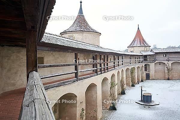 Historic rampart on the Comburg, Benedictine monastery, Camino de Santiago, pilgrims, medieval times, Kocher Valley, Kocher, Schwäbisch Hall, Hohenlohe, Germany [IBR124508524]