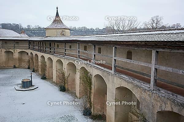 Historic rampart on the Comburg, Benedictine monastery, Camino de Santiago, pilgrims, medieval times, Kocher Valley, Kocher, Schwäbisch Hall, Hohenlohe, Germany [IBR124508548]