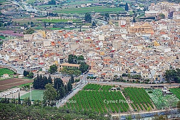 A prominent view of the city of Cieza where tourist and trekkers use to come and enjoy nature and the sanctuary, Cieza, Murcia, Spain [IBR124525357]