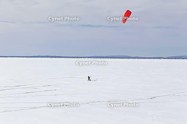 Winter, snowkiting on Saint Lawrence River, Province of Quebec, Canada [IBR124525368]