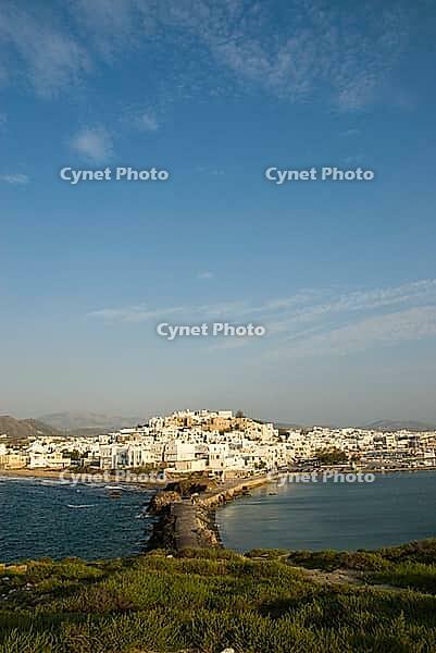 View from Portara Temple Gate to Naxos Town, Cyclades, Naxos Town, Naxos, Greece [IBR124525409]
