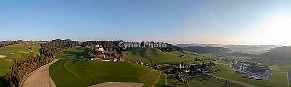 Switzerland, Bern, Emmental, drone, drone shot, aerial view, aerial view, castle, trachselwald [IBR124525447]