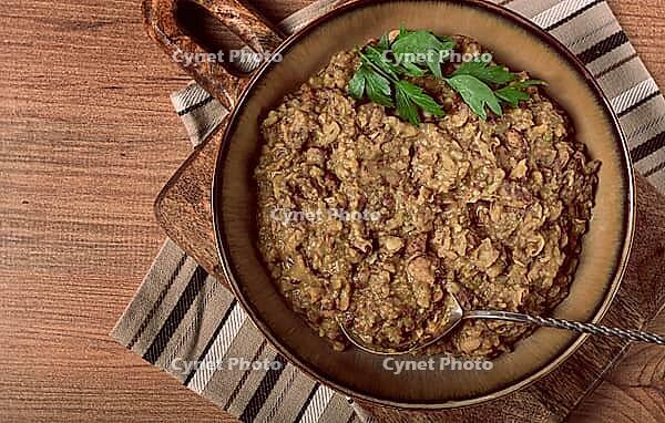 Lobio, a traditional Georgian dish, boiled beans, homemade, no people [IBR124552183]