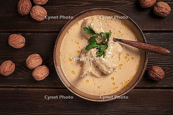 Satsivi, Georgian dish, chicken in nut sauce, cold appetizer, rustic, no people, homemade [IBR124552217]