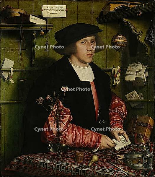 Portrait of Georg Giese, also known as Gisze, (2 April 1497 - 3 February 1562), a merchant who worked for the Cologne Hanseatic branch of the Hanseatic League in London from 1522, authentic reproduction of a work of art, painting, drawing by Hans Holbein  [IBR124563469]
