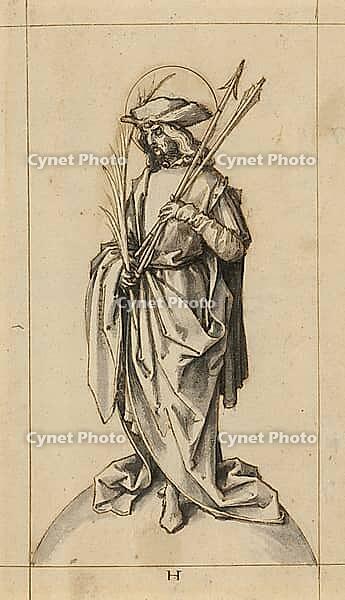 Picture shows St Sebastian, he was condemned as a Christian soldier under Emperor Diocletian, tied to a stake and shot with arrows. He is traditionally honoured as the patron saint of the plague and is regarded as an intercessor for a healthy time, authen [IBR124563498]
