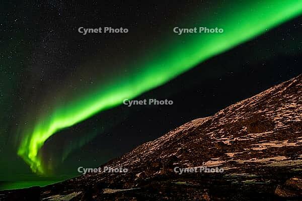 Northern Lights (Aurora borealis), S$00F6r$00F6ya, Finnmark, Norway, December 2018 [IBR124563515]