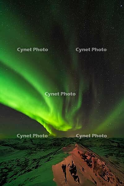 Northern Lights (Aurora borealis), S$00F6r$00F6ya, Finnmark, Norway, December 2018 [IBR124563529]