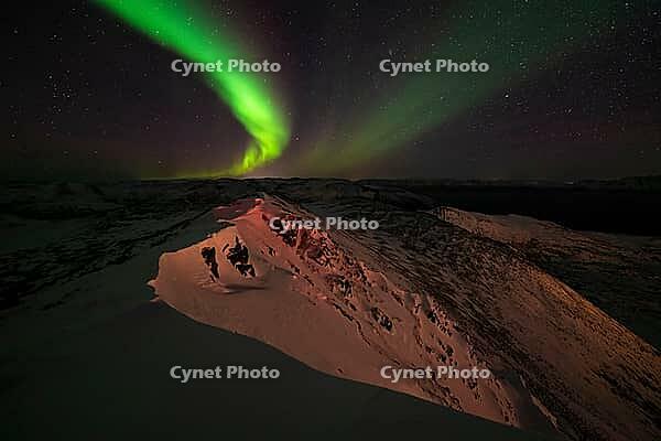 Northern Lights (Aurora borealis), S$00F6r$00F6ya, Finnmark, Norway, December 2018 [IBR124563530]