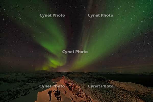 Northern Lights (Aurora borealis), S$00F6r$00F6ya, Finnmark, Norway, December 2018 [IBR124563535]