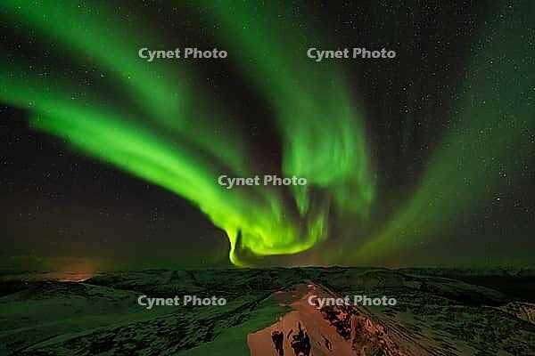 Northern Lights (Aurora borealis), S$00F6r$00F6ya, Finnmark, Norway, December 2018 [IBR124563551]