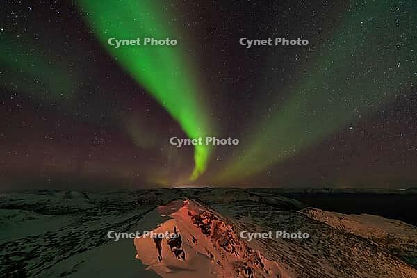 Northern Lights (Aurora borealis), S$00F6r$00F6ya, Finnmark, Norway, December 2018 [IBR124563556]