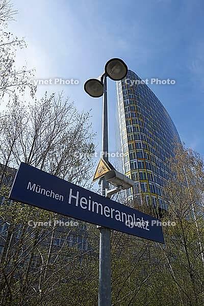 S-Bahn stop, Heimeranplatz, ADAC headquarters, high-rise building, commercial building, Munich, Sendling, Westend, public transport, Bavaria, Germany [IBR124585434]