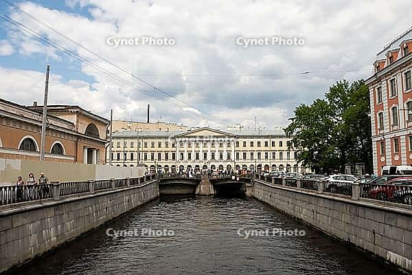 Saint Petersburg, Russia - June 20, 2015 - Historic architecture and scenic canal in urban cityscape [IBR124626846]