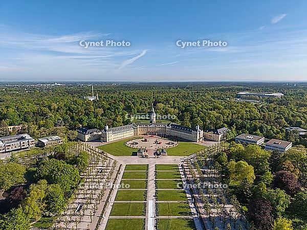 Aerial view of Karlsruhe Palace with Palace Square, Karlsruhe, Baden-W$00FCrttemberg, Germany [IBR124629487]