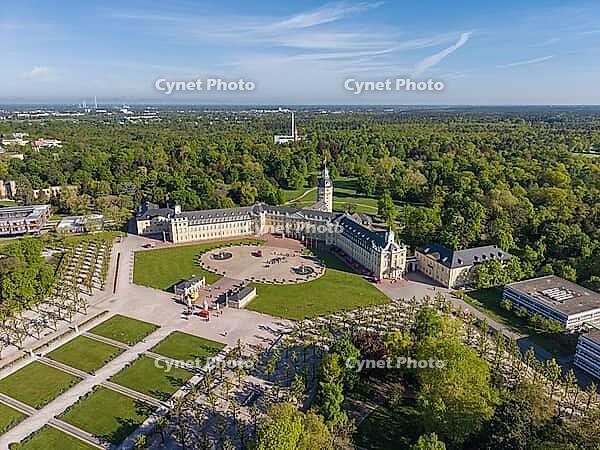 Aerial view of Karlsruhe Palace with Palace Square, Karlsruhe, Baden-W$00FCrttemberg, Germany [IBR124629489]