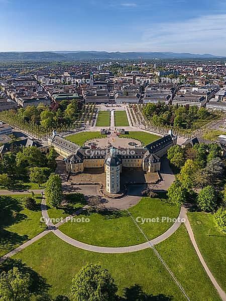 Aerial view of Karlsruhe Palace with Palace Square, Karlsruhe, Baden-W$00FCrttemberg, Germany [IBR124629502]