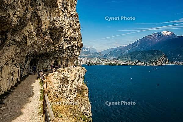 Cycle path and hiking trail, Via Ponale, Riva del Garda, Lake Garda, Trento, Trentino-Alto Adige, Italy [IBR124629521]
