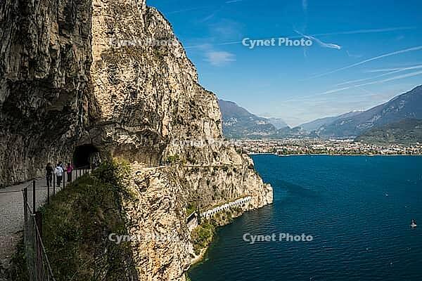 Cycle path and hiking trail, Via Ponale, Riva del Garda, Lake Garda, Trento, Trentino-Alto Adige, Italy [IBR124629522]