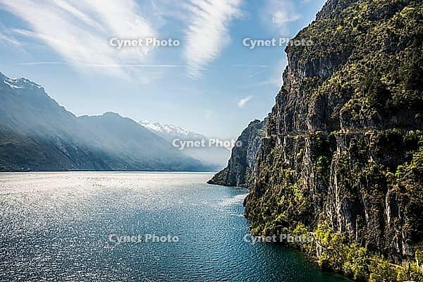 Cycle path and hiking trail, Via Ponale, Riva del Garda, Lake Garda, Trento, Trentino-Alto Adige, Italy [IBR124629525]